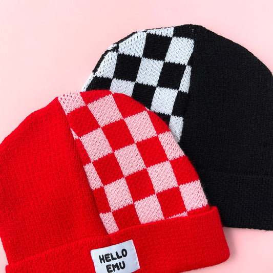 Half and Half Check Beanie