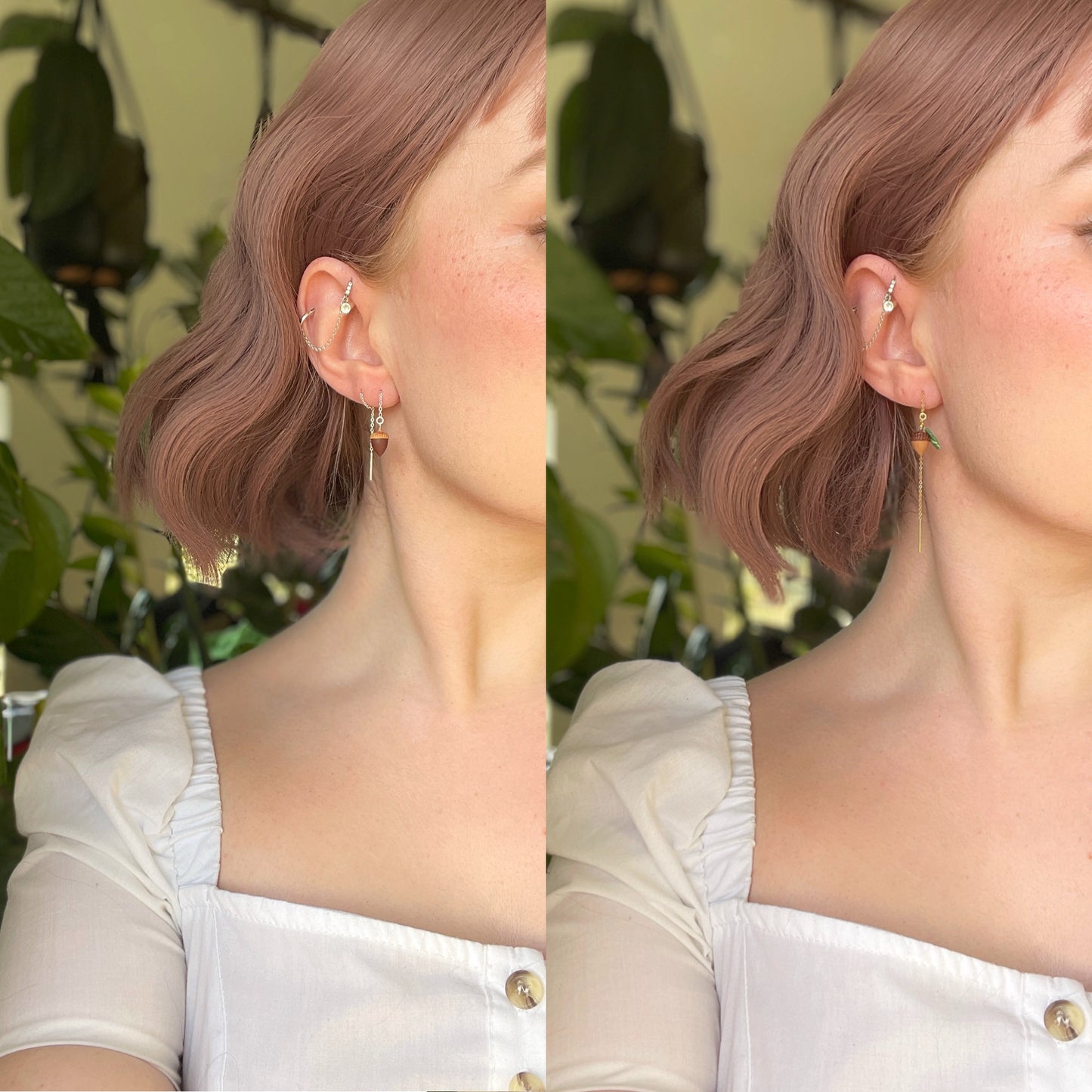 Little Acorn Threader Earrings