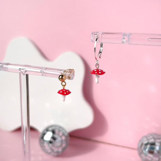 Itty Bitty Mushroom Earrings