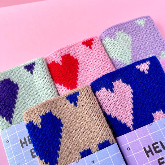 Heart Print Fingerless Gloves