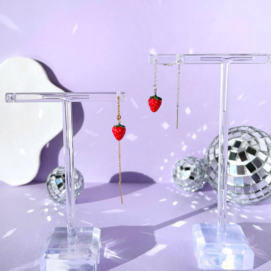 Itty Bitty Strawberry Threader Earrings
