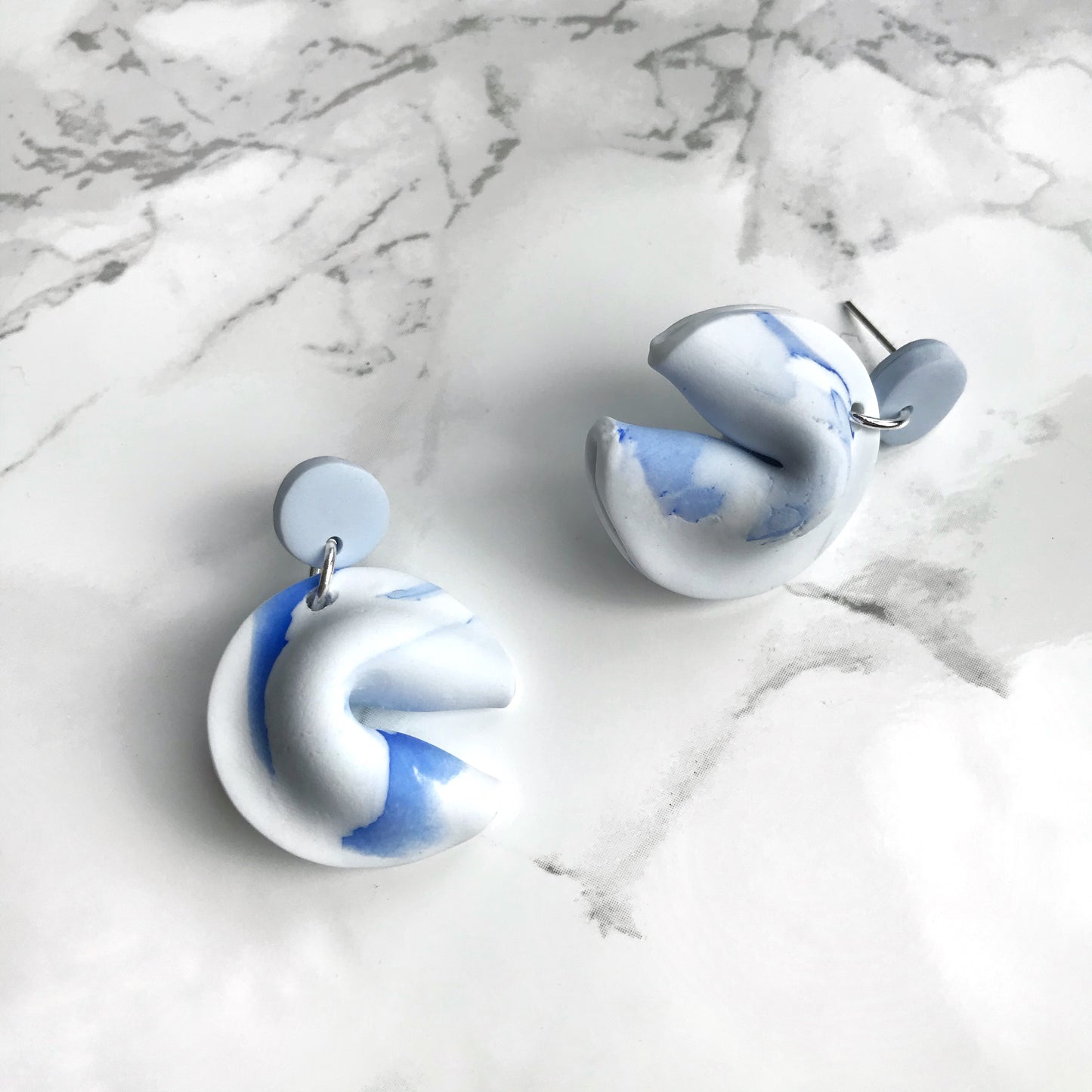 Marble Fluff Fortune Cookie Earrings