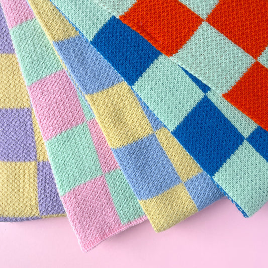 Large Check Fingerless Gloves