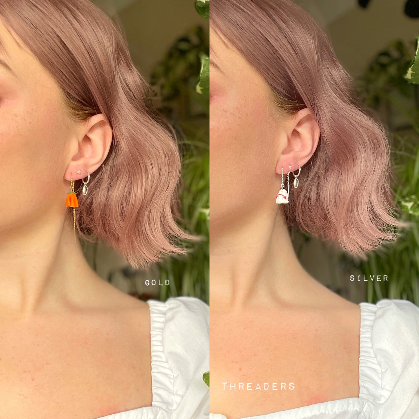 Mini Ghostie Threader Earrings