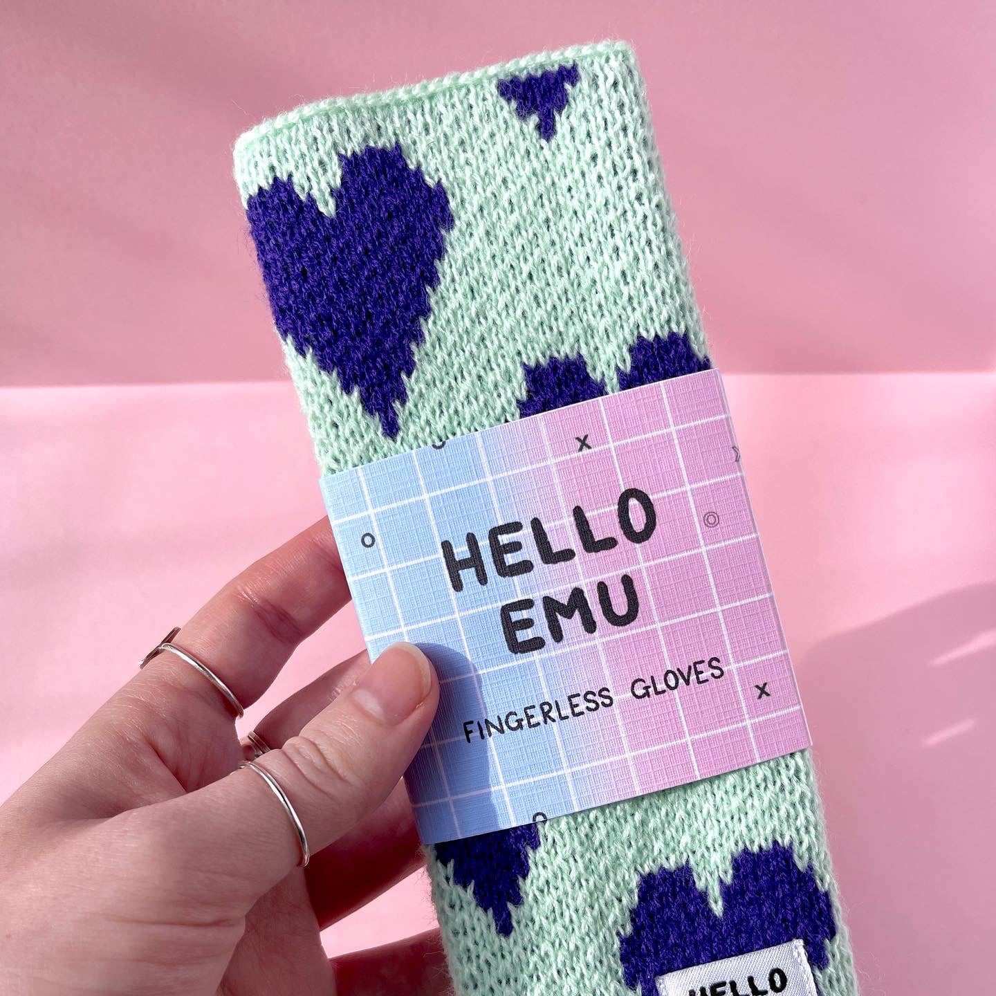 Heart Print Fingerless Gloves