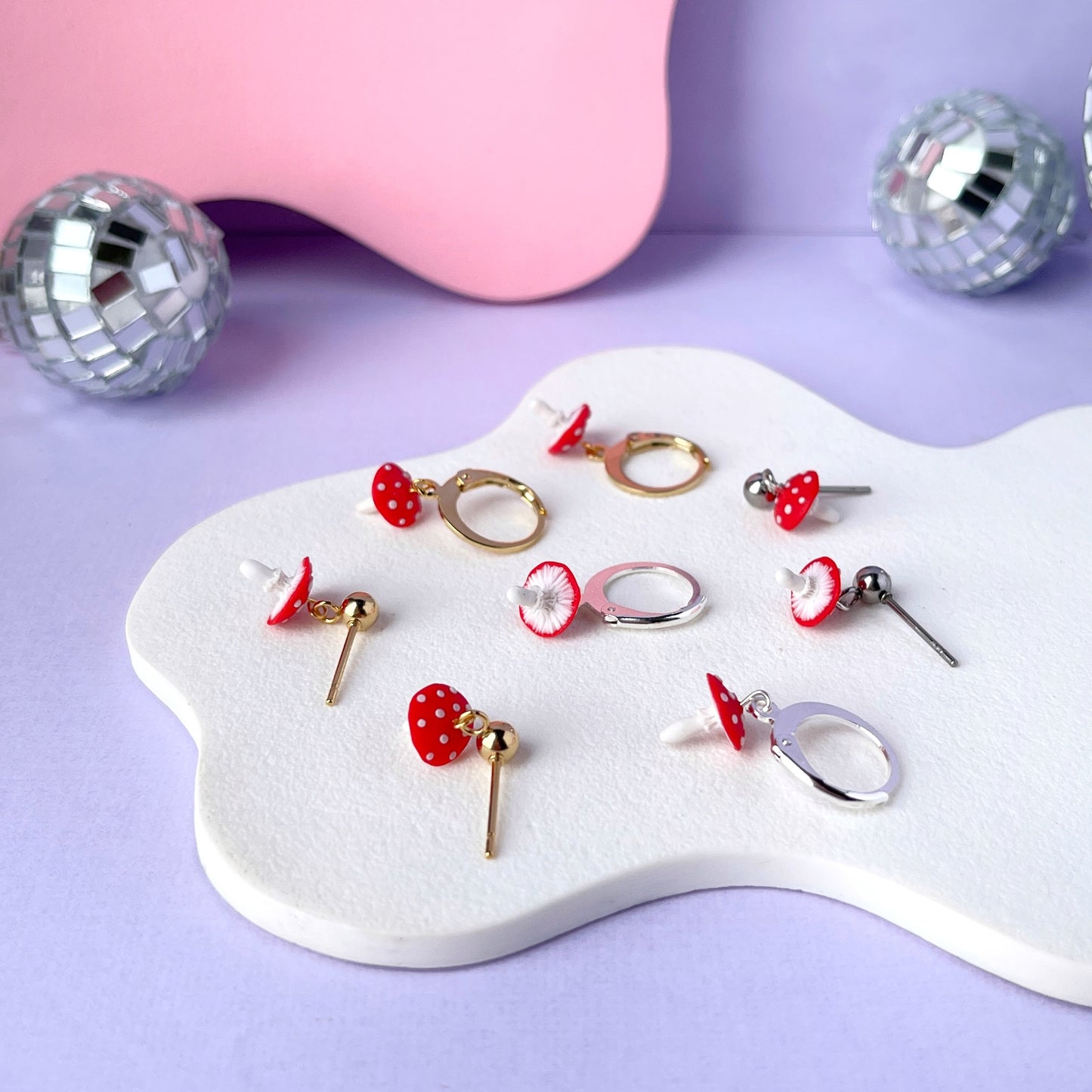 Itty Bitty Mushroom Earrings