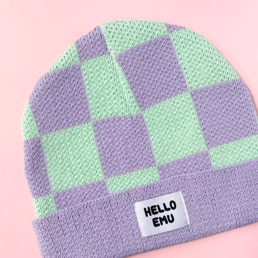 Large Check Beanie