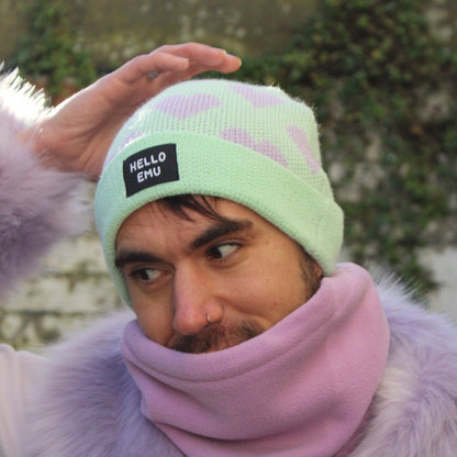Heart Print Beanie