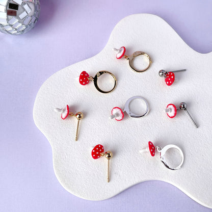 Itty Bitty Mushroom Earrings