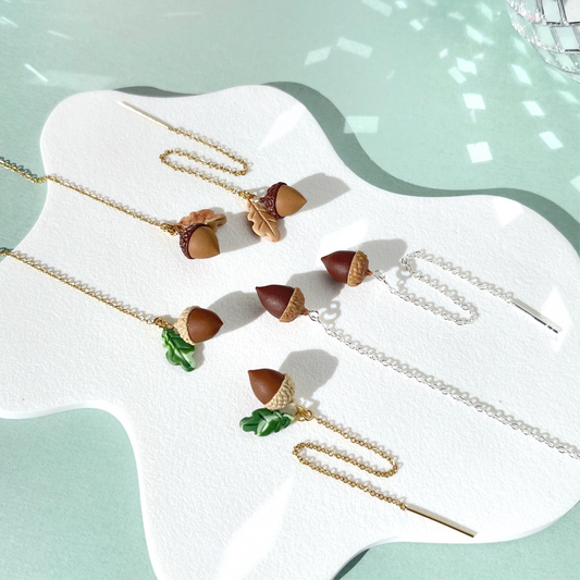 Little Acorn Threader Earrings