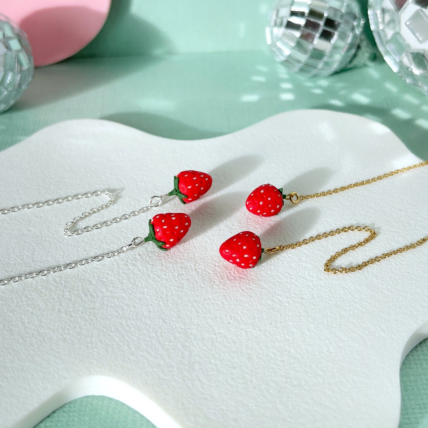 Itty Bitty Strawberry Threader Earrings