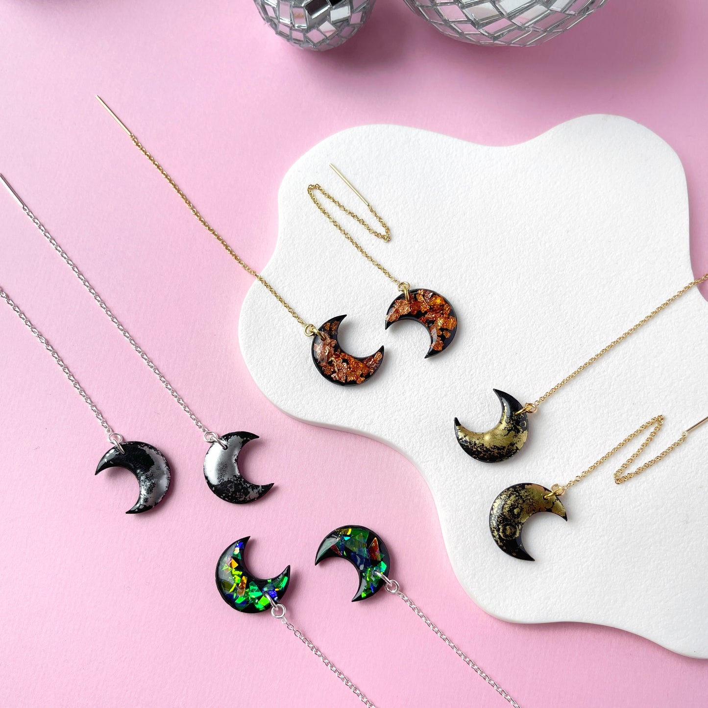 Over the Moon Threader Earrings