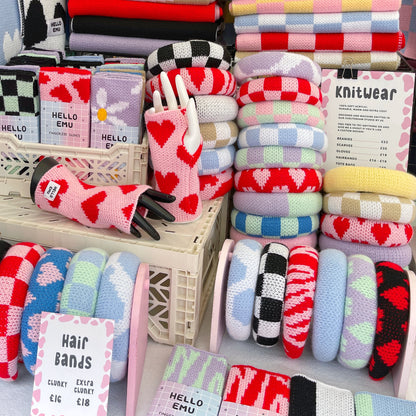 Large Check Fingerless Gloves
