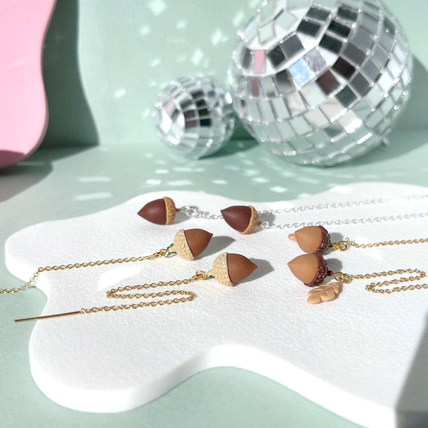 Little Acorn Threader Earrings