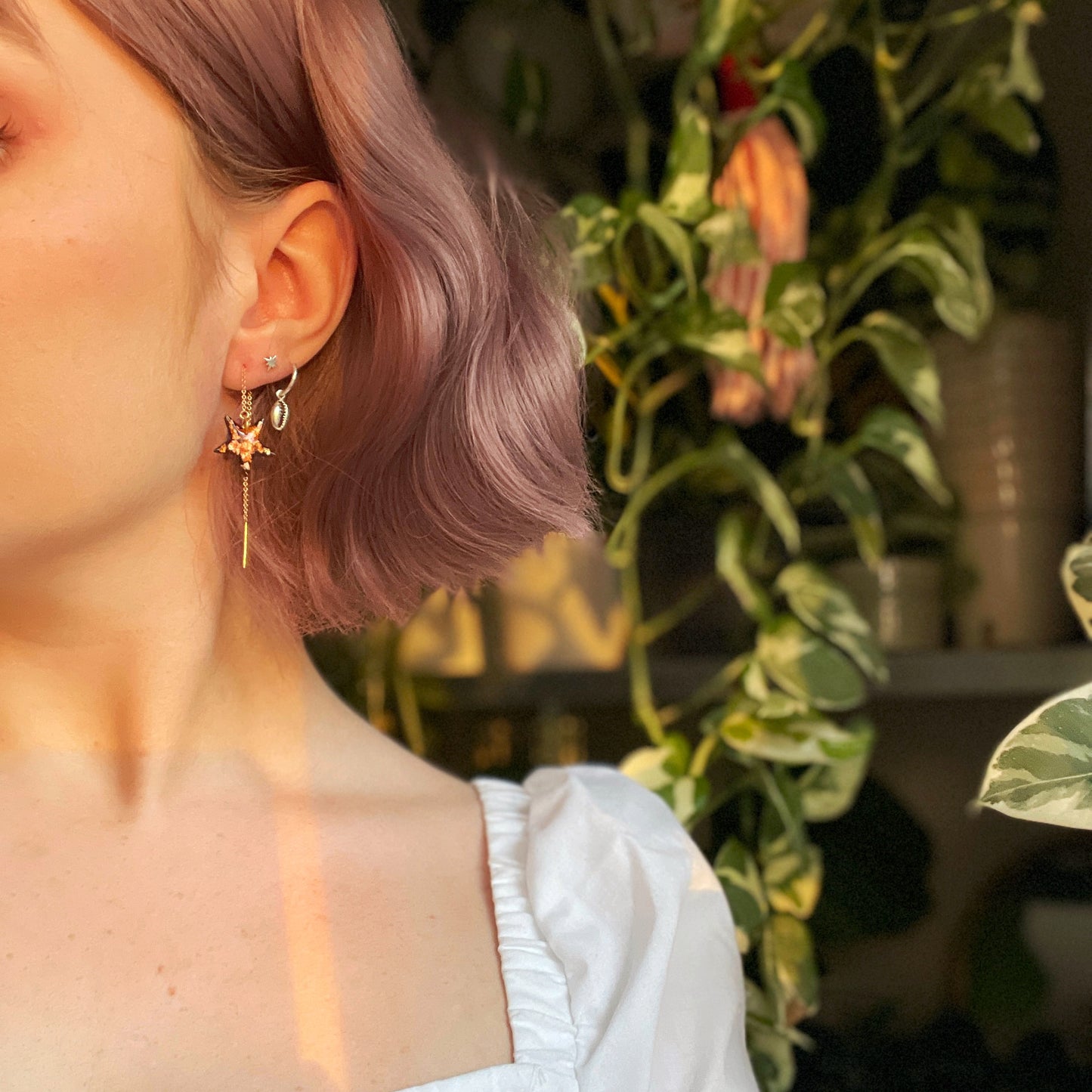 Over the Moon Threader Earrings