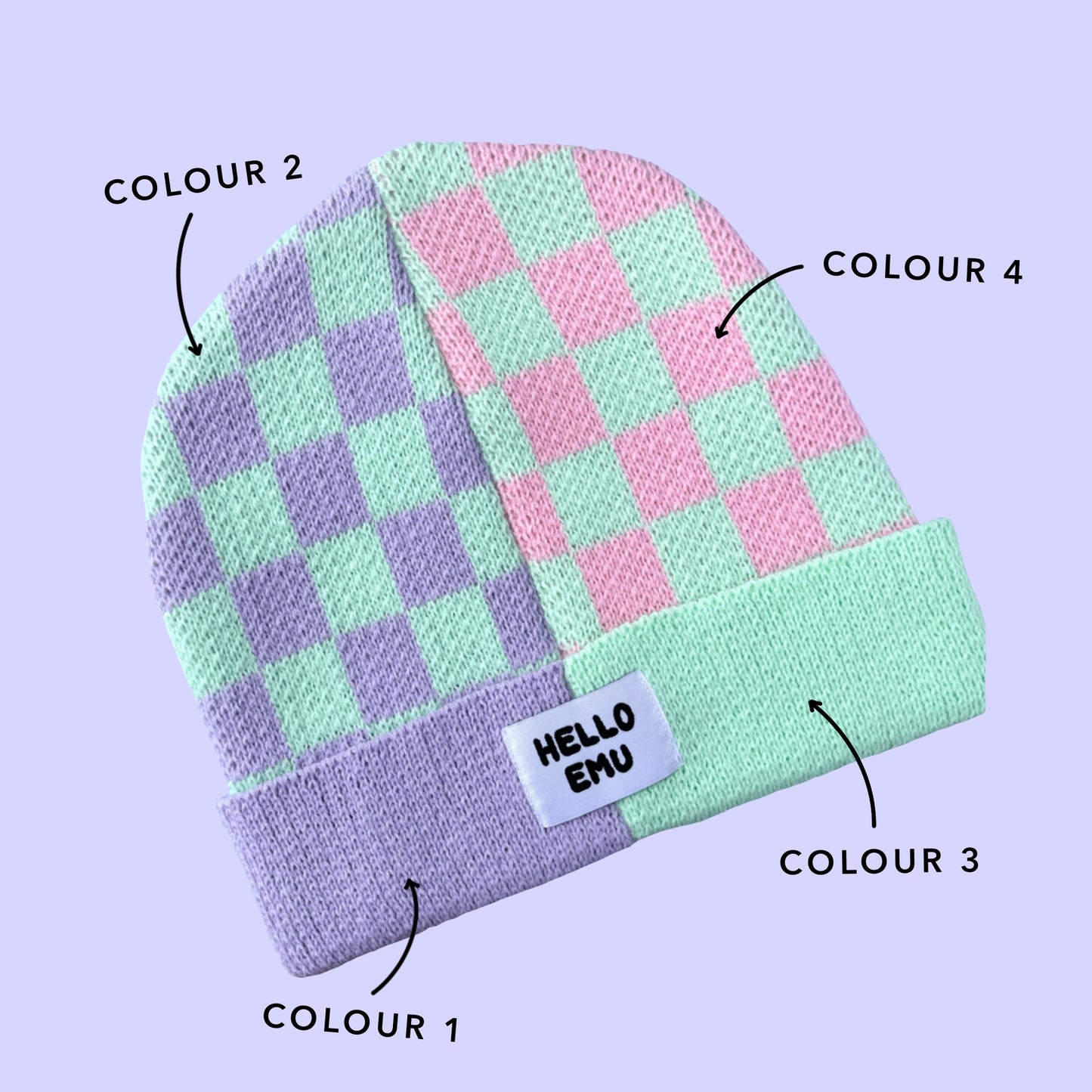 Half and Half Check Beanie