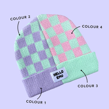 Half and Half Check Beanie