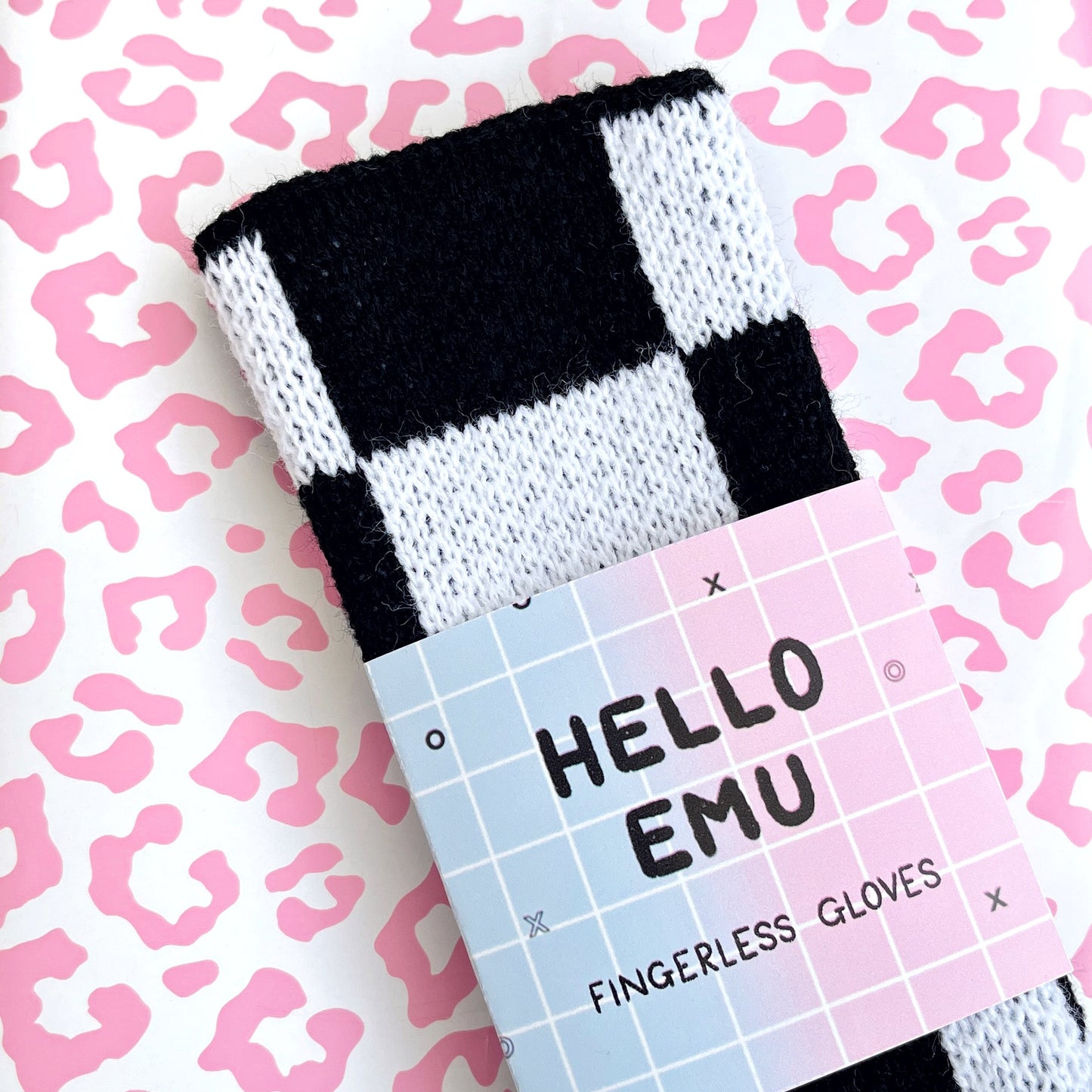 Large Check Fingerless Gloves