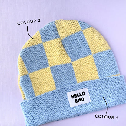 Large Check Beanie