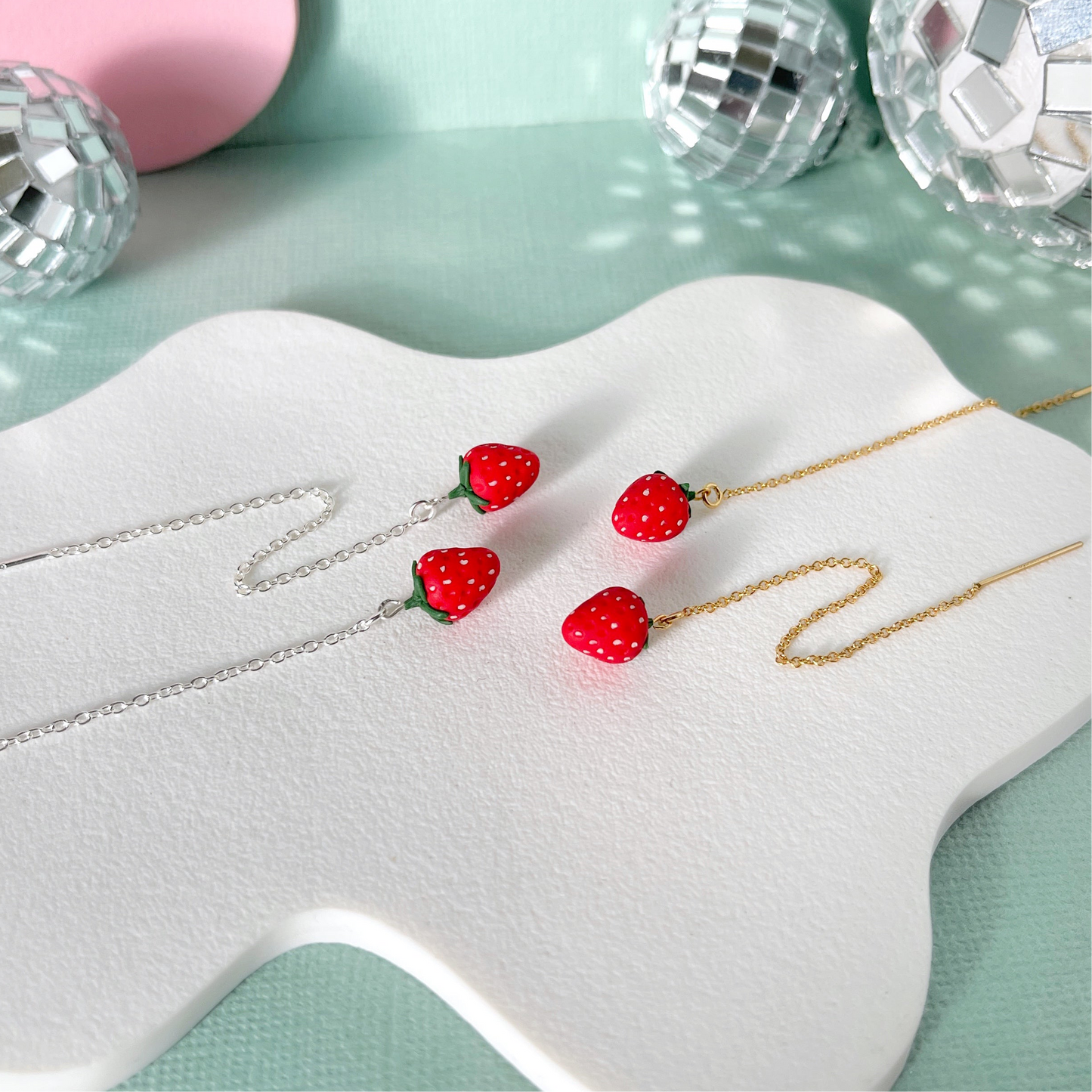 Itty Bitty Strawberry Threader Earrings