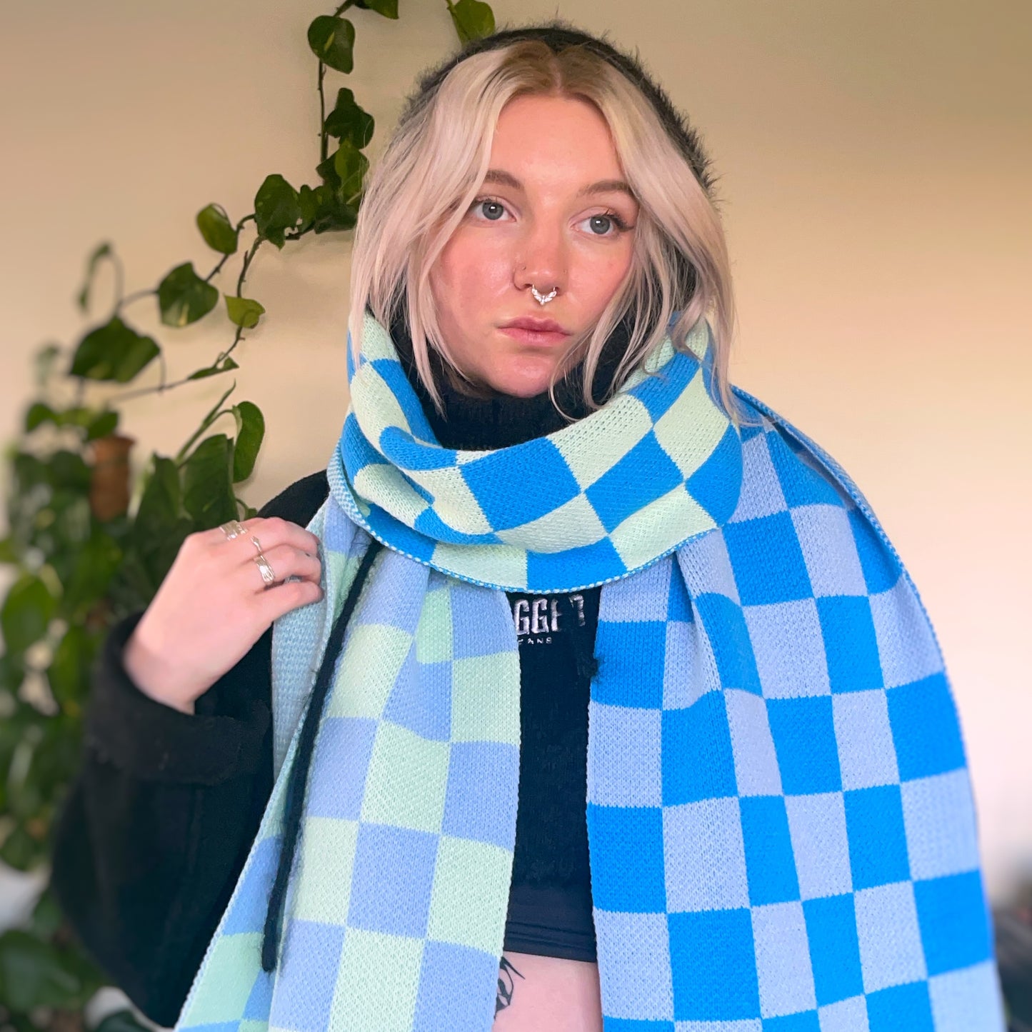 Three Tone Check Scarf