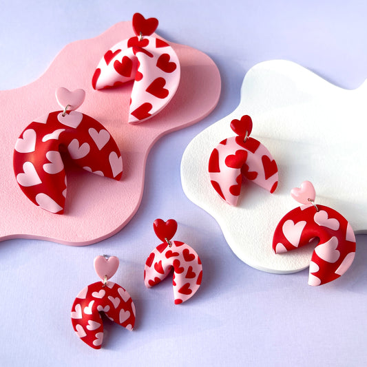 Heart Baker Fortune Cookie Earrings