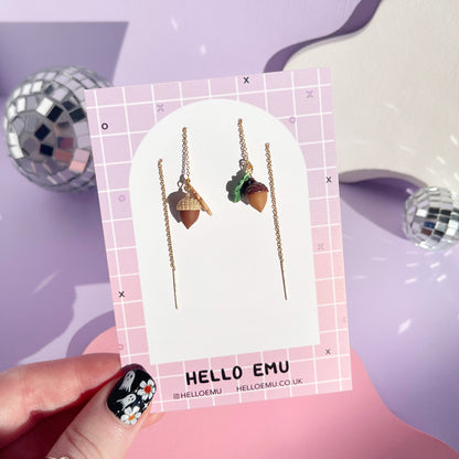 Little Acorn Threader Earrings