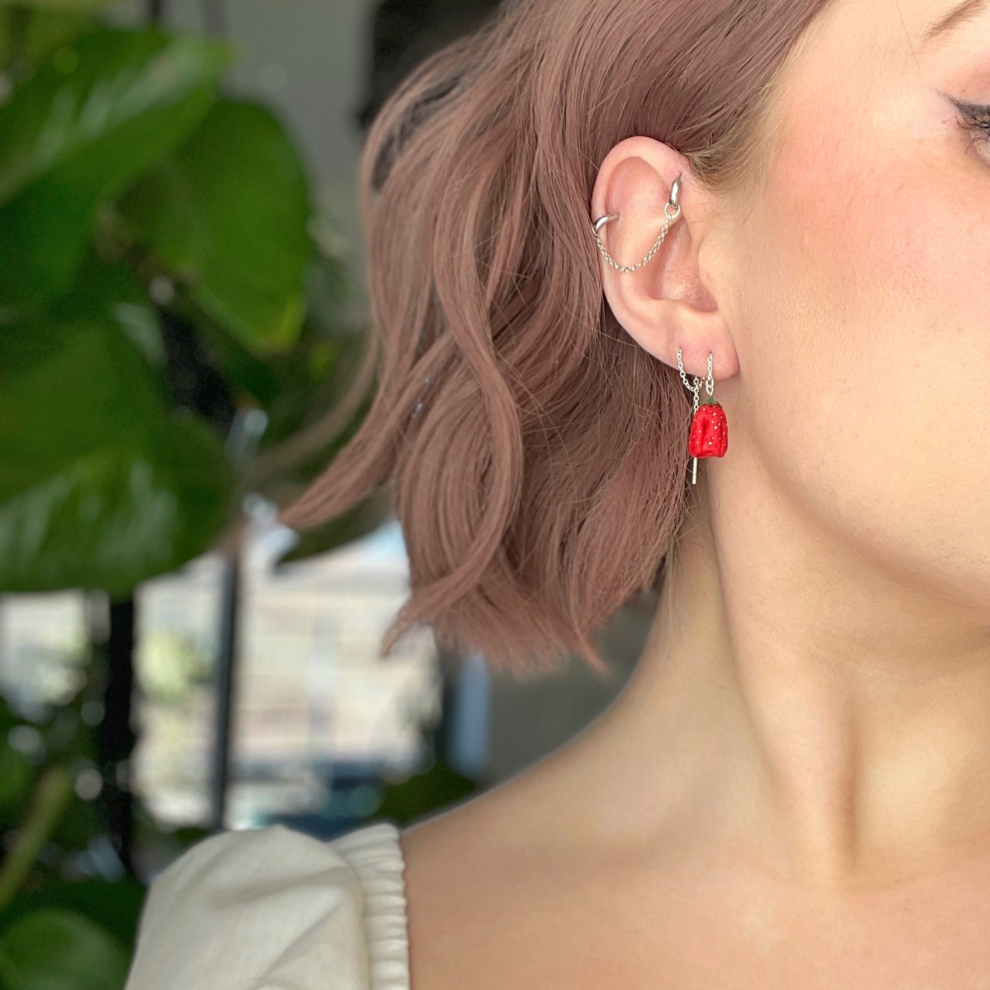 Mini Ghostie Threader Earrings