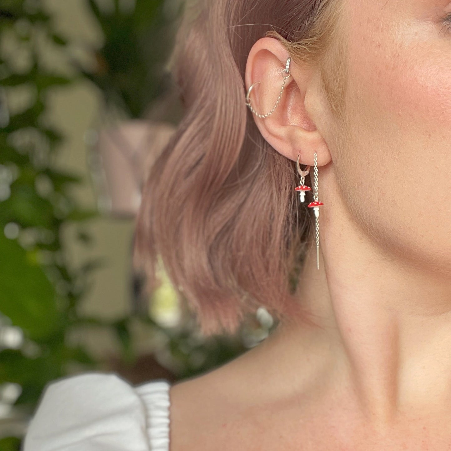 Itty Bitty Mushroom Threader Earrings