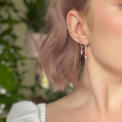 Itty Bitty Mushroom Threader Earrings