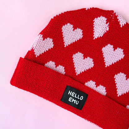 Heart Print Beanie