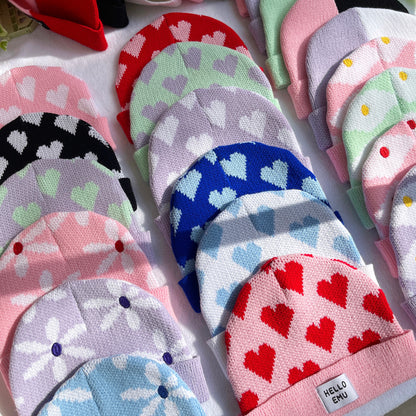 Heart Print Beanie