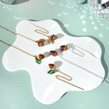 Little Acorn Threader Earrings
