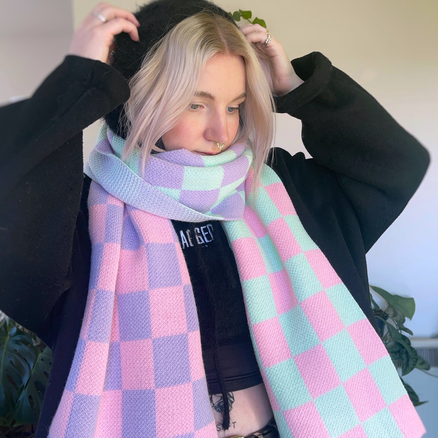 Three Tone Check Scarf