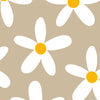 Beige with White Flowers