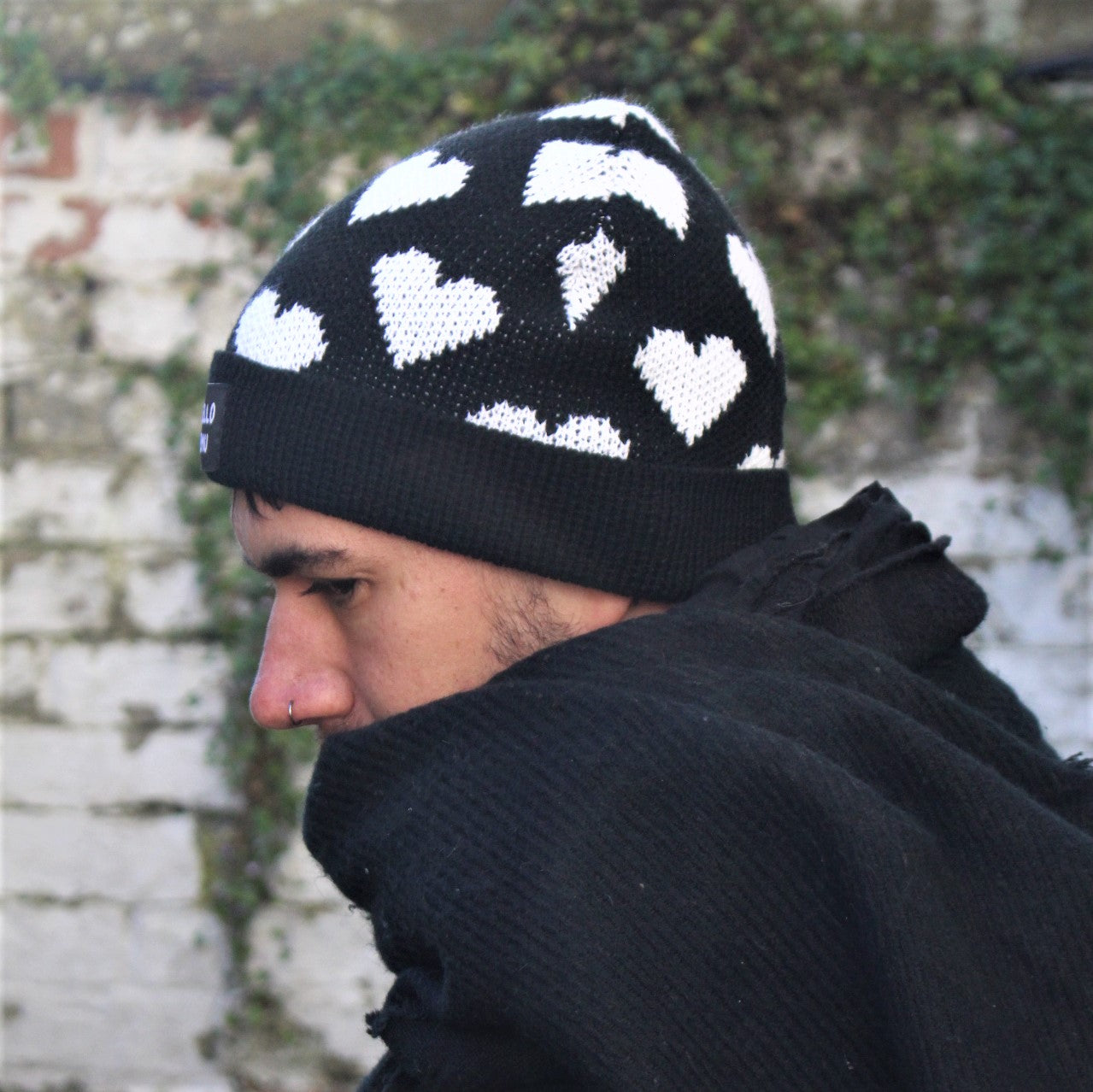 Heart Print Beanie