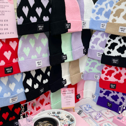 Heart Print Beanie